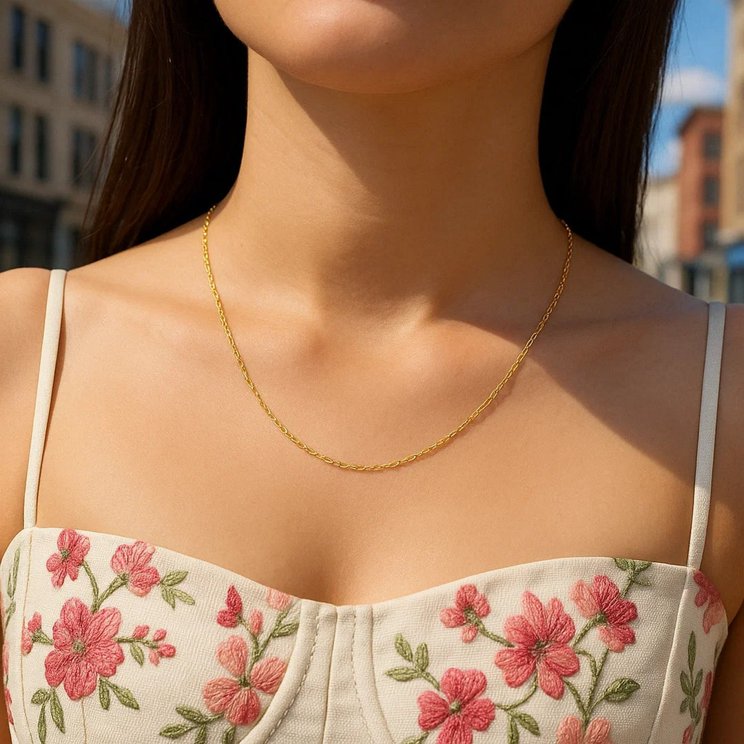 14k Yellow Gold Oval Cable Link Chain (0.97 mm)