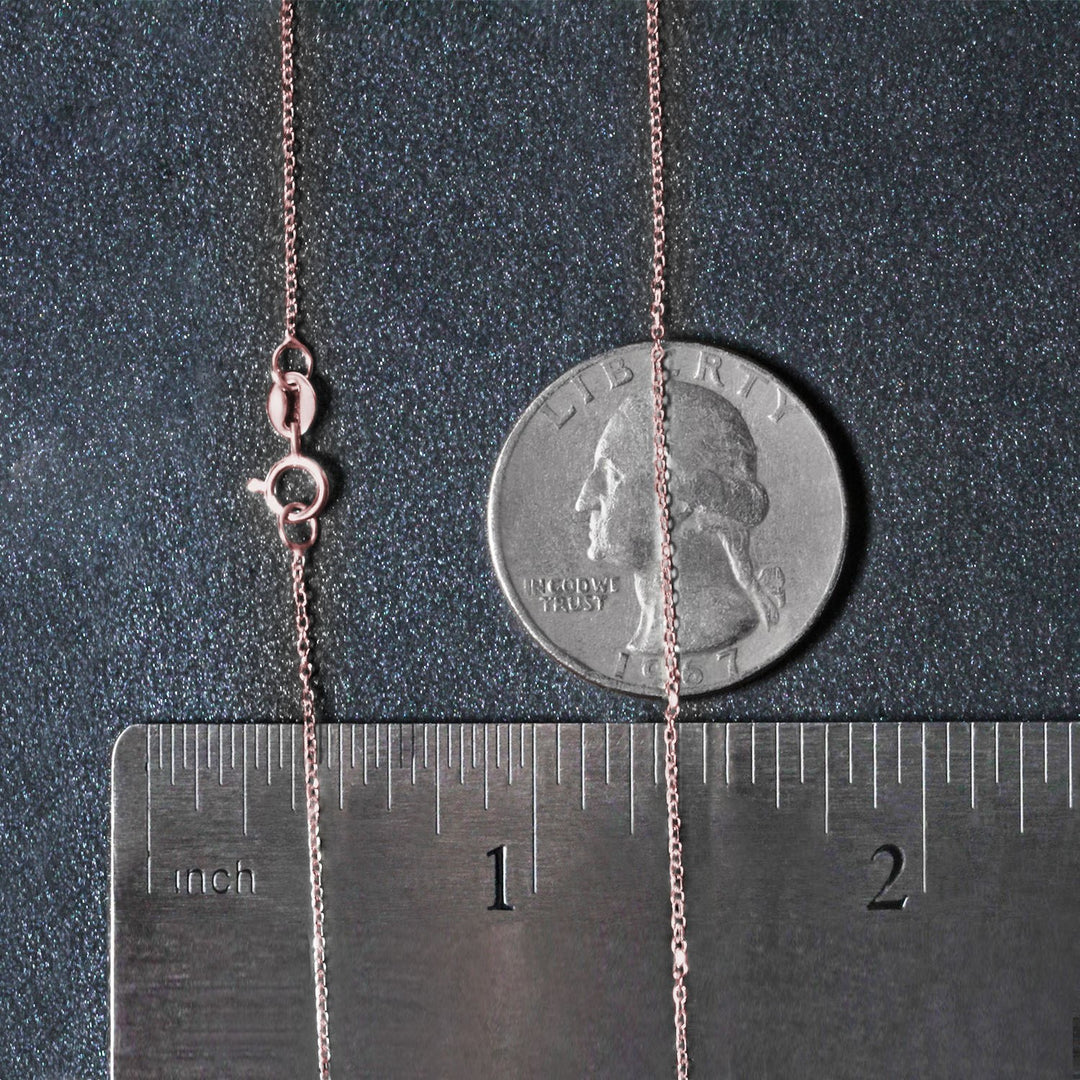 14k Pink Gold Diamond Cut Cable Link Chain (0.87 mm)