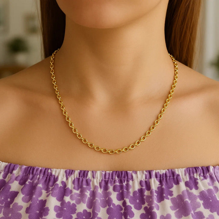 14k Yellow Gold Oval Rolo Chain (3.20 mm)