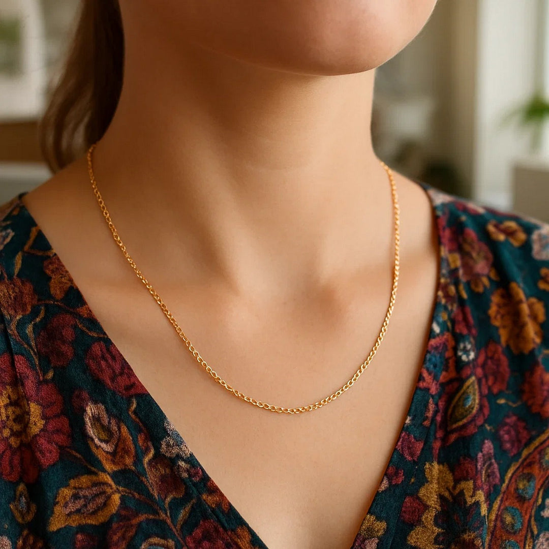 14k Yellow Gold Round Cable Link Chain (1.5 mm)