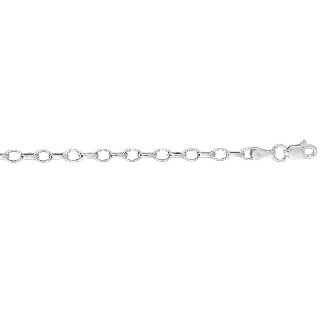 14k White Gold Oval Rolo Chain (4.6 mm)