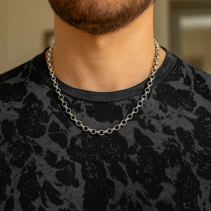 14k White Gold Oval Rolo Chain (4.6 mm)