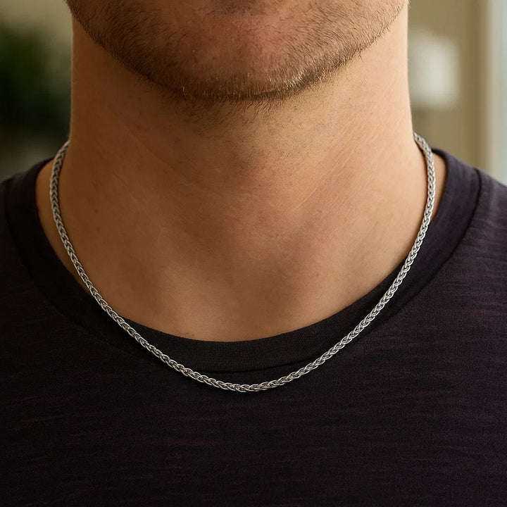 14k White Gold Round Wheat Chain (1.5 mm)