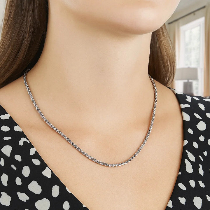 14k White Gold Round Wheat Chain (1.5 mm)