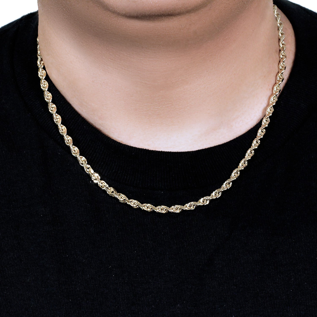 10k Yellow Gold Solid Diamond Cut Rope Chain (5.00 mm)