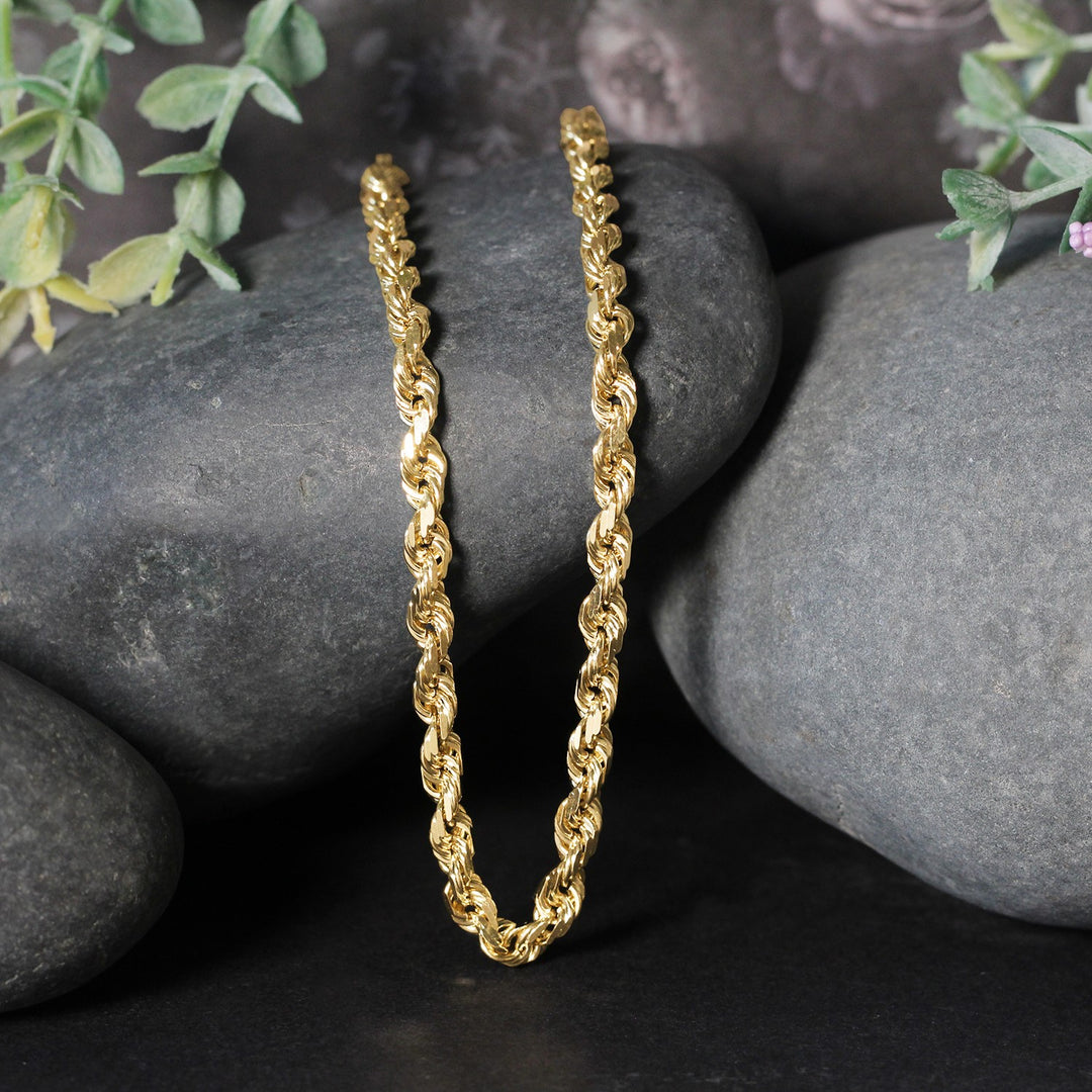 10k Yellow Gold Solid Diamond Cut Rope Chain (5.00 mm)