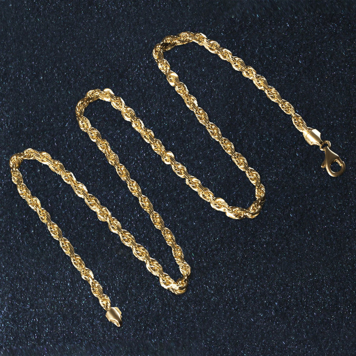 10k Yellow Gold Solid Diamond Cut Rope Chain (5.00 mm)