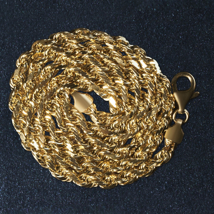 10k Yellow Gold Solid Diamond Cut Rope Chain (5.00 mm)