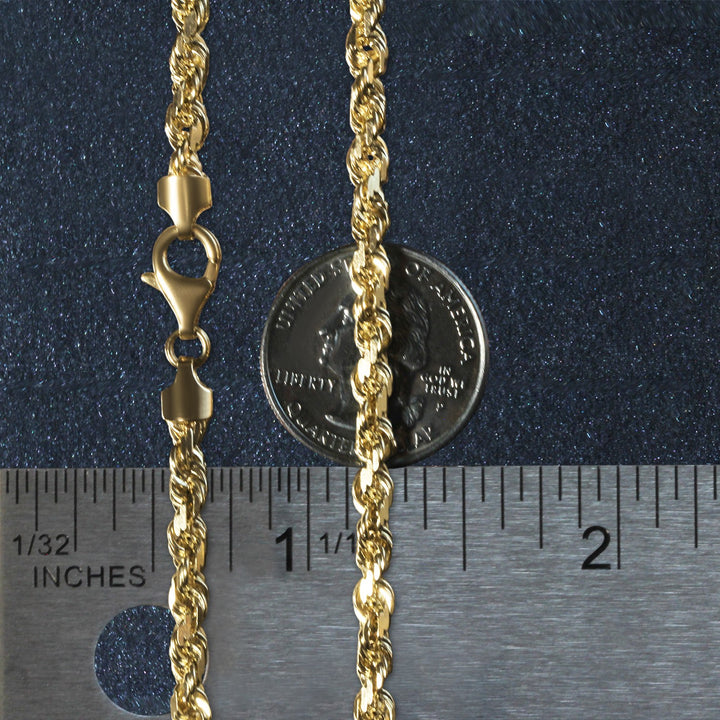 10k Yellow Gold Solid Diamond Cut Rope Chain (5.00 mm)