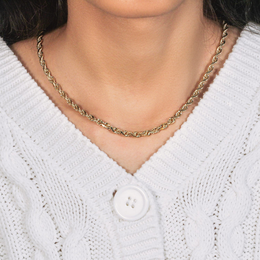 10k Yellow Gold Solid Diamond Cut Rope Chain (5.00 mm)