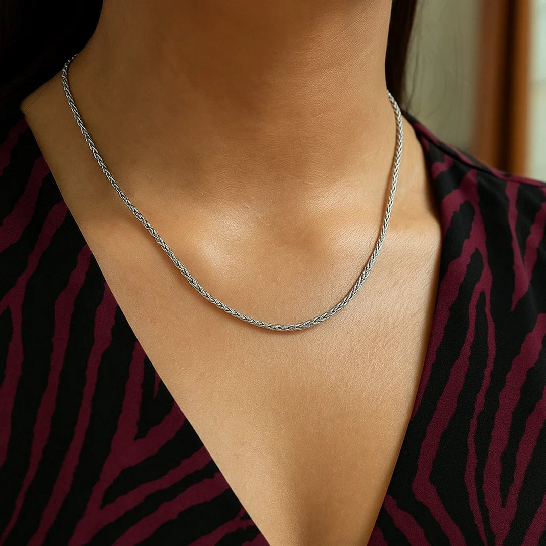 14k White Gold Round Wheat Chain (1.00 mm)