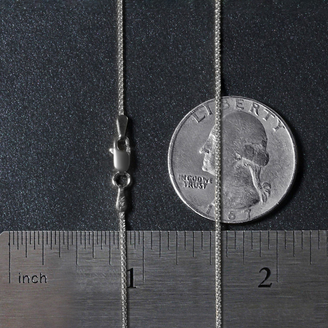 14k White Gold Round Wheat Chain (1.00 mm)