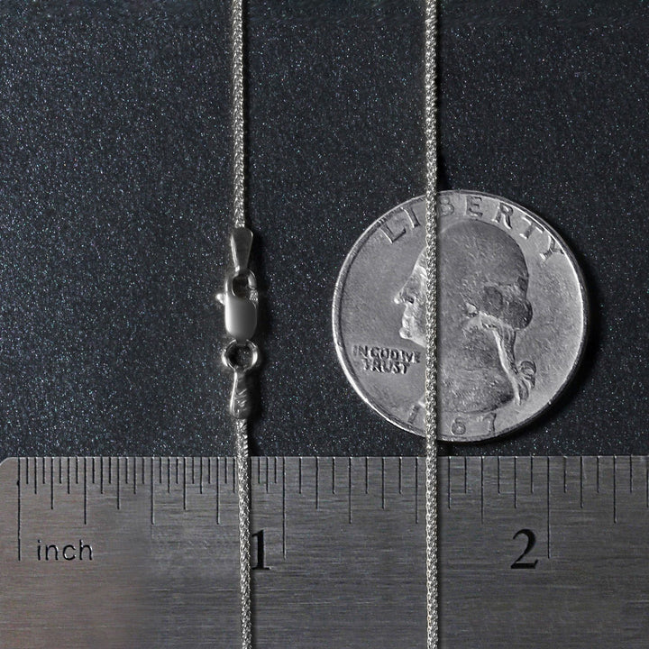 14k White Gold Round Wheat Chain (1.00 mm)