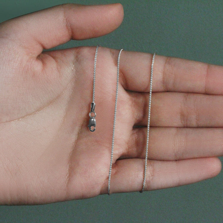 14k White Gold Round Wheat Chain (1.00 mm)
