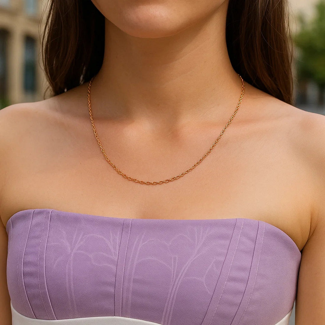 14k Rose Gold Oval Cable Link Chain (0.97 mm)