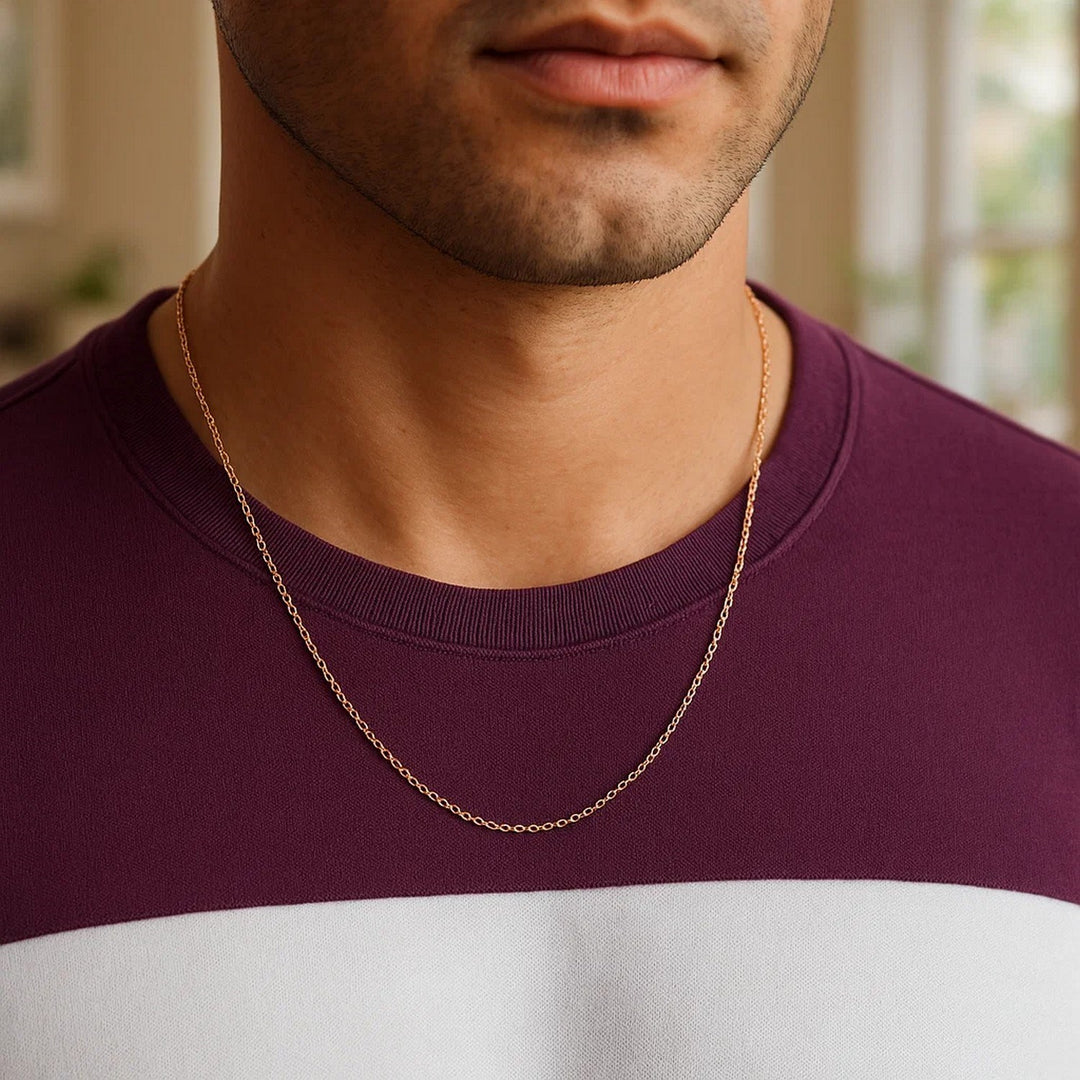 14k Rose Gold Oval Cable Link Chain (0.97 mm)