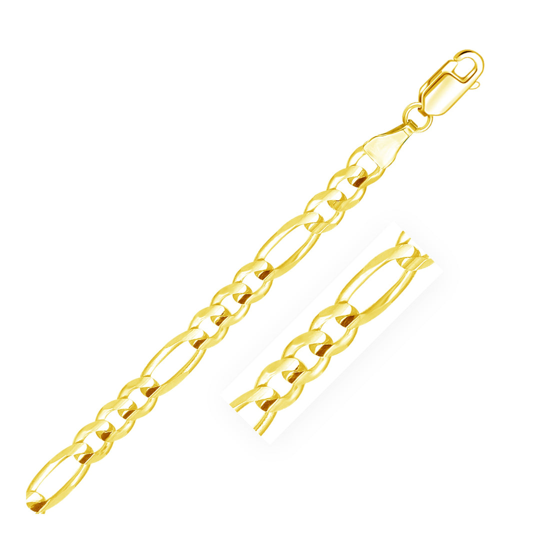 14k Yellow Gold Solid Figaro Bracelet (6.00 mm)