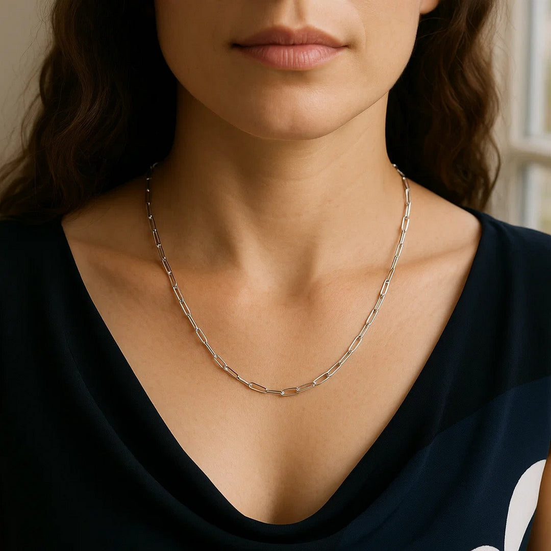 14K White Gold Paperclip Chain (2.50 mm)