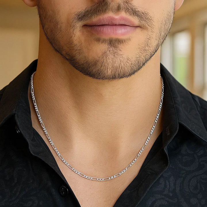 14k White Gold Solid Figaro Chain (1.90 mm)