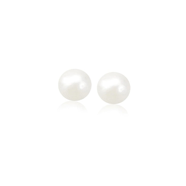 14k Yellow Gold Freshwater Cultured White Pearl Stud Earrings (6mm)