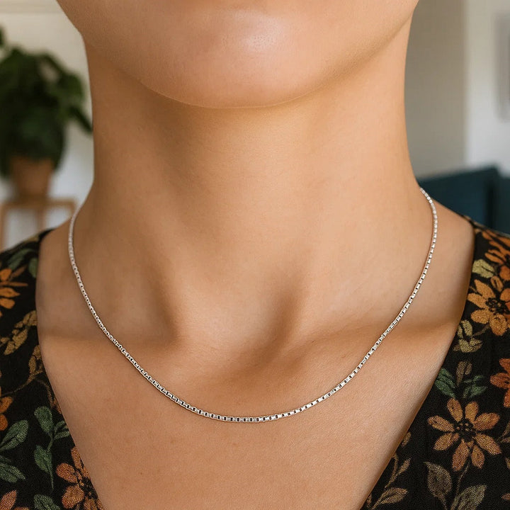 14k White Gold Classic Box Chain (0.60 mm)