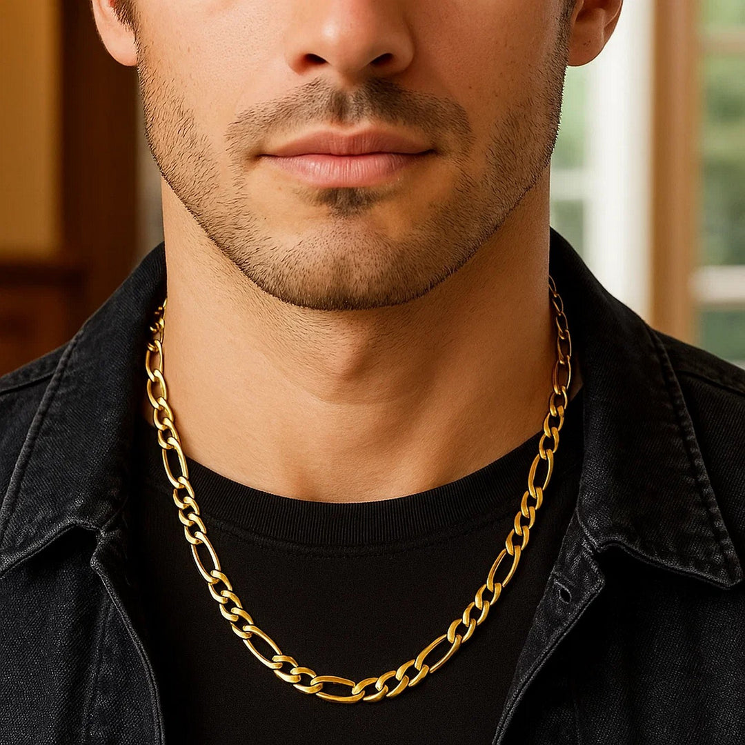 14k Yellow Gold Solid Figaro Chain (7.00 mm)