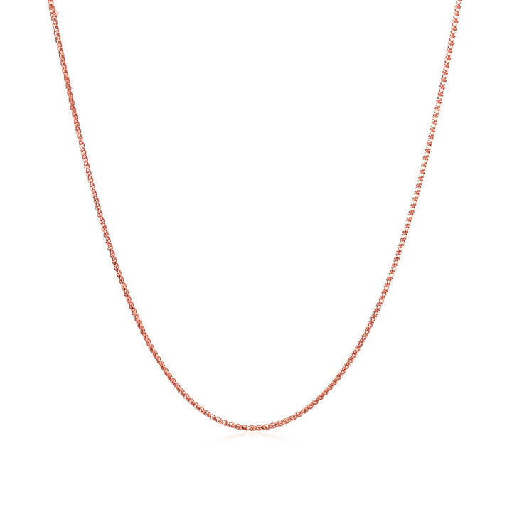 14k Rose Gold Diamond Cut Round Wheat Chain (0.60 mm)