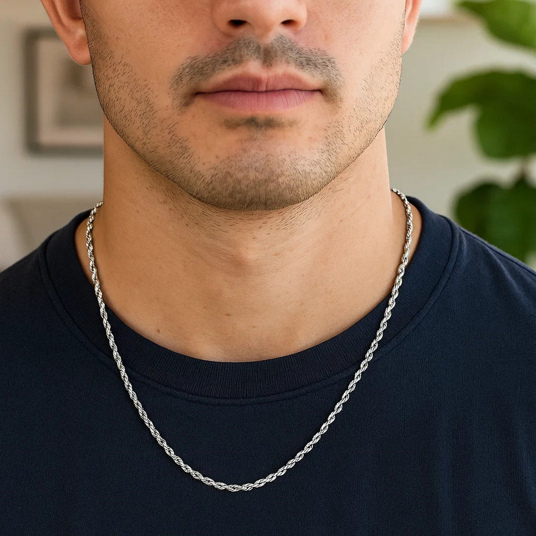 14k White Gold Solid Diamond Cut Rope Chain (2.00 mm)