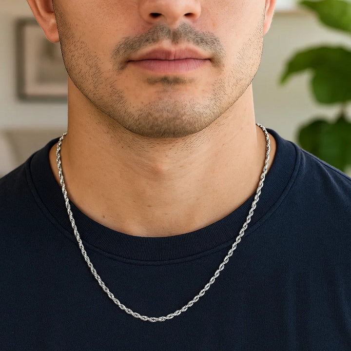 14k White Gold Solid Diamond Cut Rope Chain (2.00 mm)