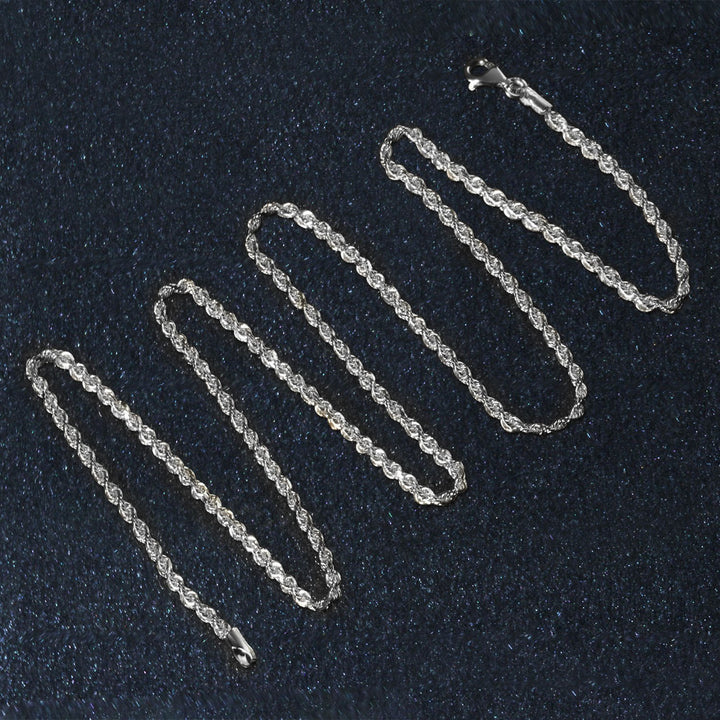 14k White Gold Solid Diamond Cut Rope Chain (2.00 mm)