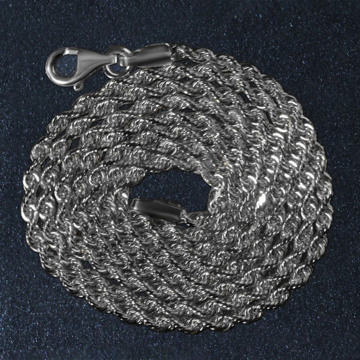 14k White Gold Solid Diamond Cut Rope Chain (2.00 mm)