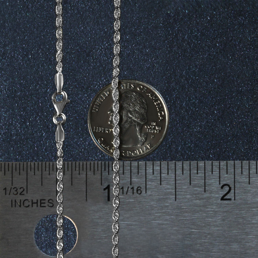 14k White Gold Solid Diamond Cut Rope Chain (2.00 mm)