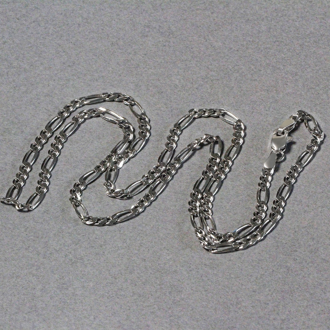 14k White Gold Solid Figaro Chain (3.00 mm)