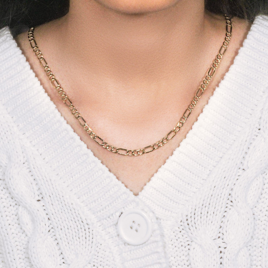 14k Yellow Gold Lite Figaro Chain (4.70 mm)