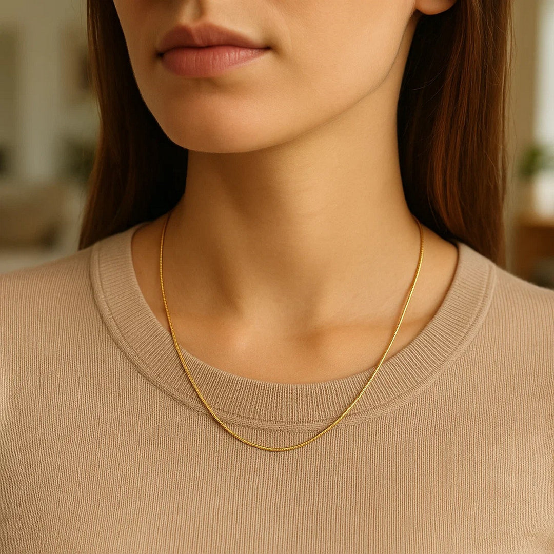 14k Yellow Gold Round Snake Chain (0.70 mm)
