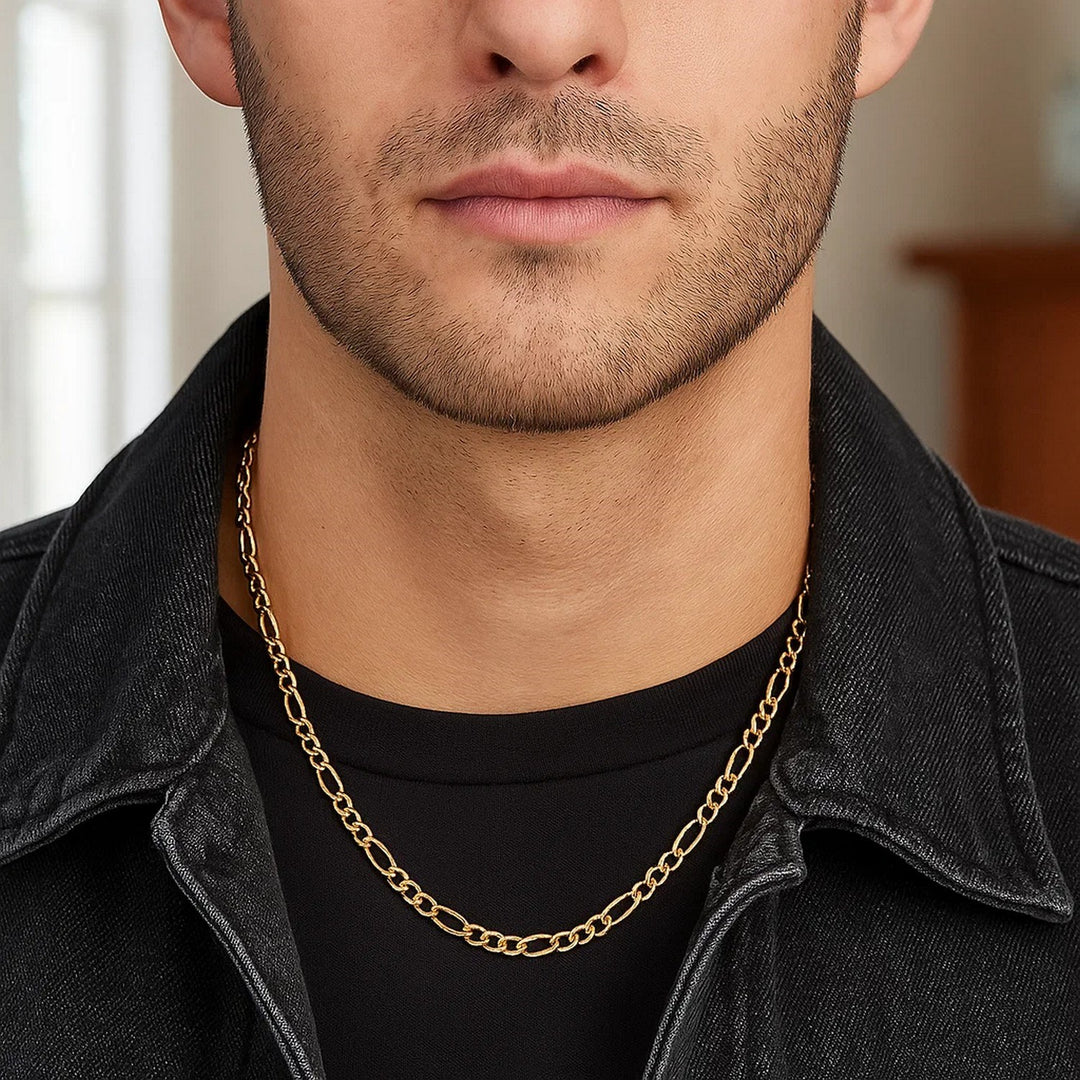 14k Yellow Gold Solid Figaro Chain (4.50 mm)