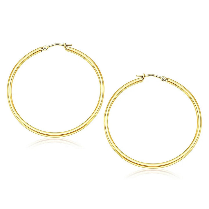 14k Yellow Gold Polished Hoop Earrings (2x40mm)