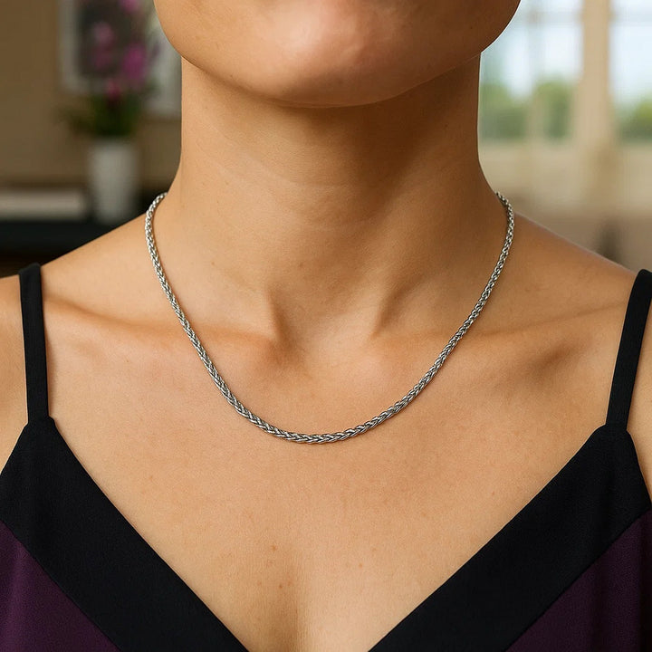 14k White Gold Round Wheat Chain (2.1 mm)