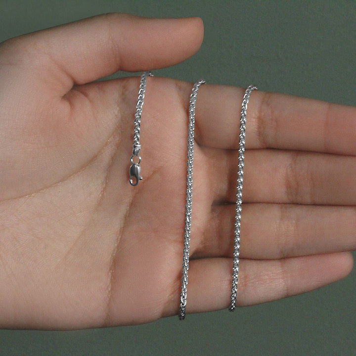 14k White Gold Round Wheat Chain (2.1 mm)
