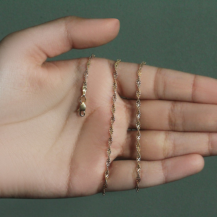 14k Two-Tone Gold Singapore Chain (2.50 mm)