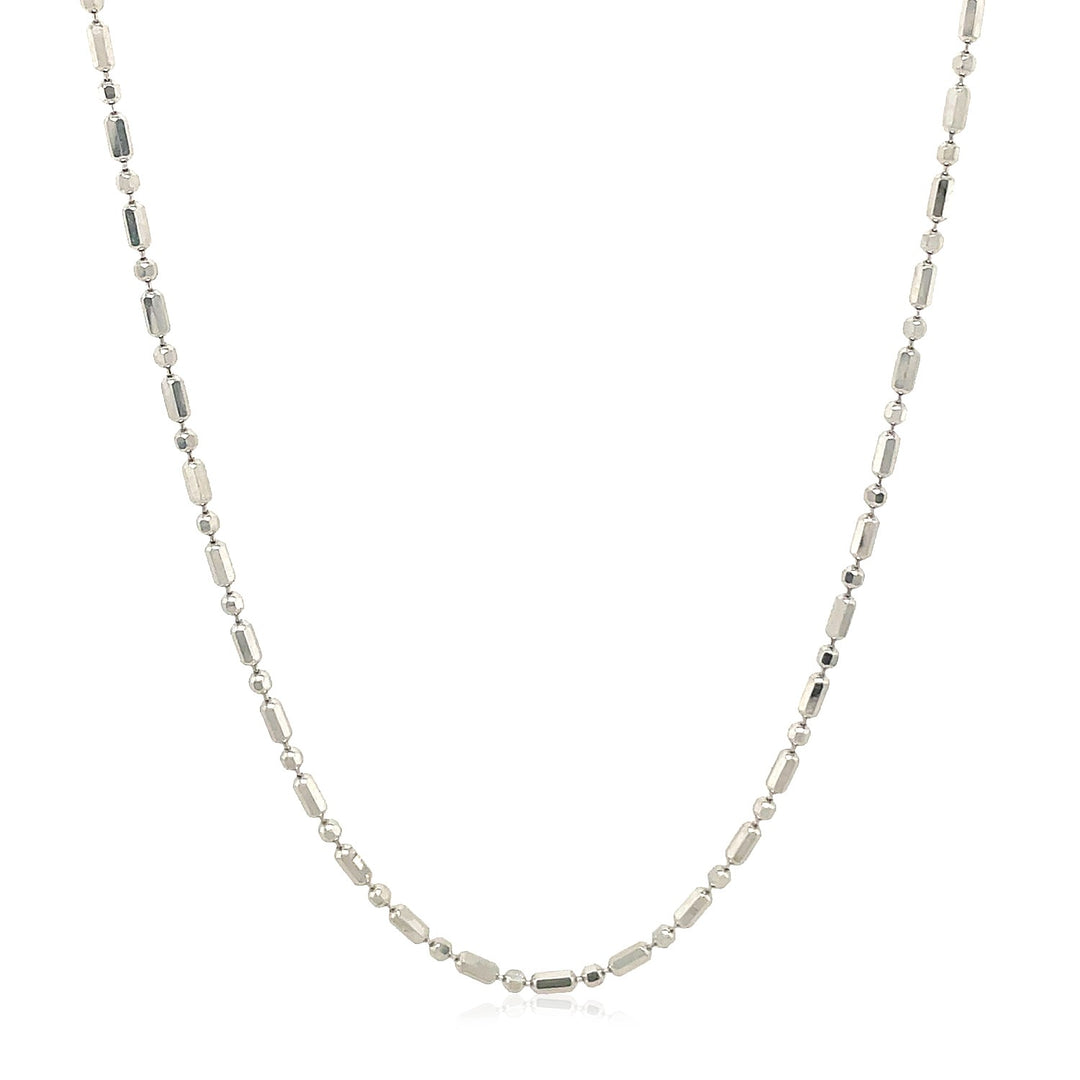 14k White Gold Diamond-Cut Alternating Bead Chain (1.30 mm)