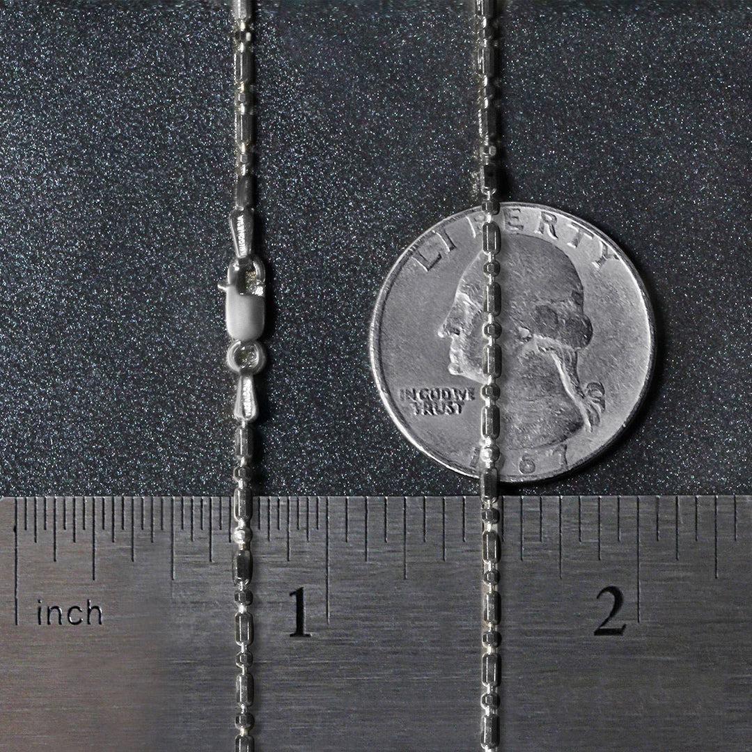 14k White Gold Diamond-Cut Alternating Bead Chain (1.30 mm)