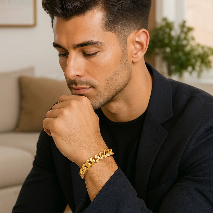 14k Yellow Gold Solid Curb Bracelet (11.23 mm)