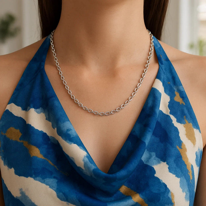 3.2mm 14k White Gold Oval Rolo Chain (3.20 mm)