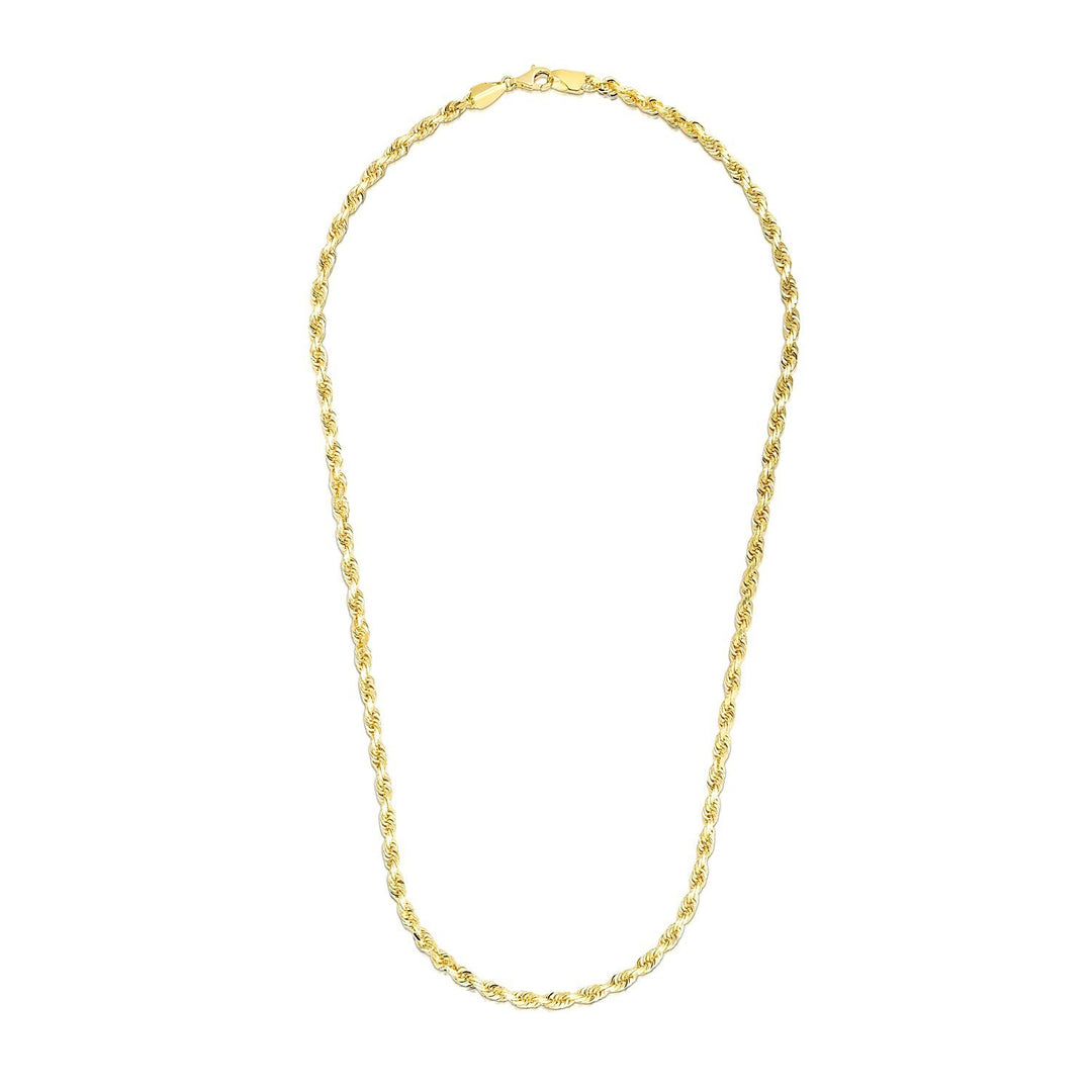 14k Yellow Gold Solid Diamond Cut Rope Chain (4.00 mm)