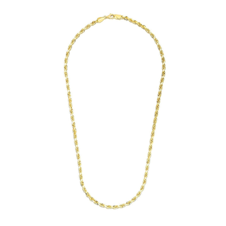 14k Yellow Gold Solid Diamond Cut Rope Chain (4.00 mm)