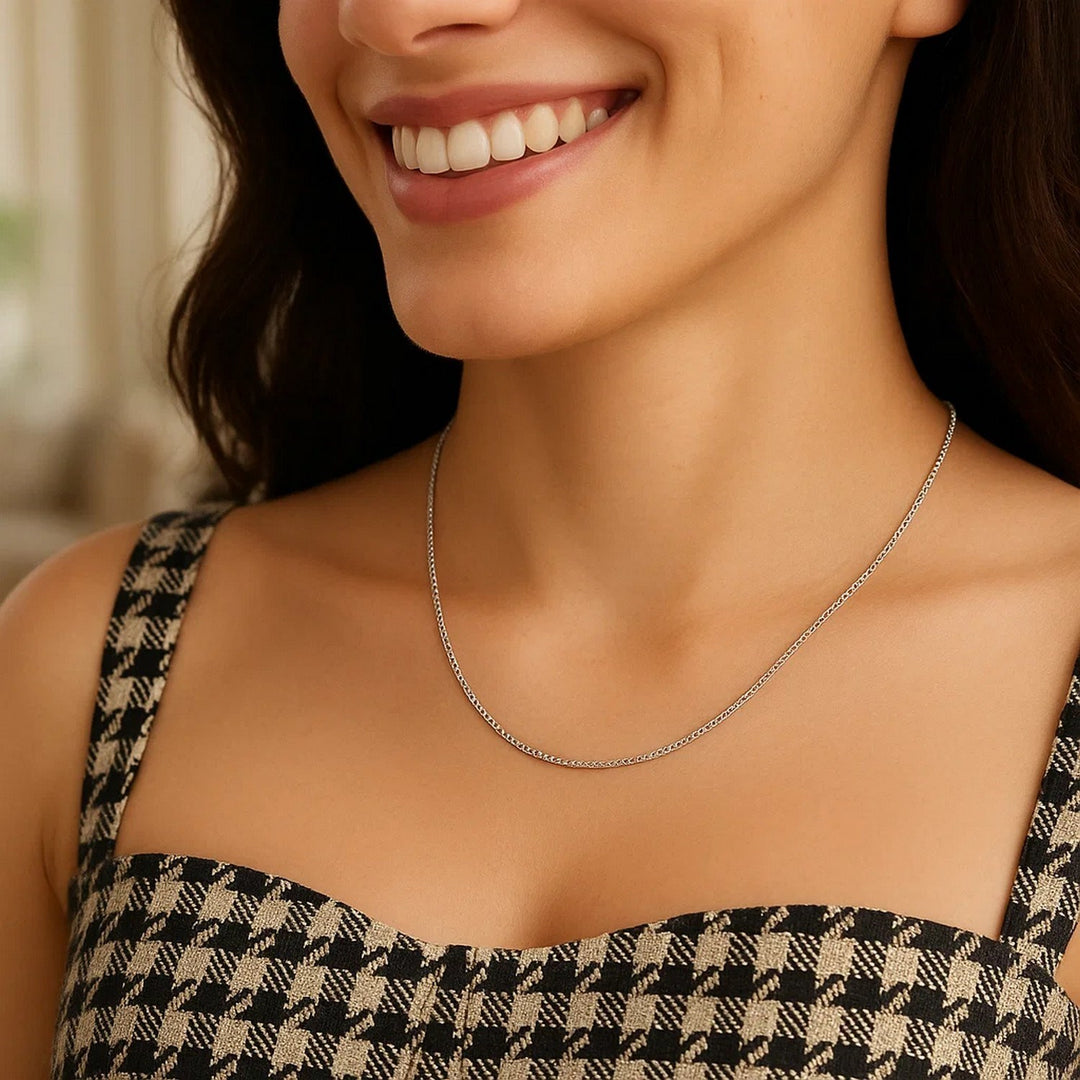 14k White Gold Gourmette Chain 1.0mm (1.00 mm)