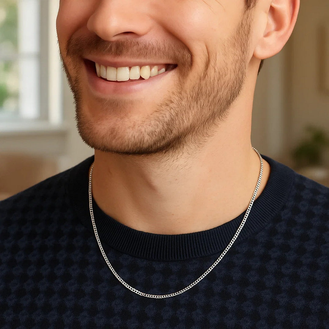 14k White Gold Gourmette Chain 1.0mm (1.00 mm)