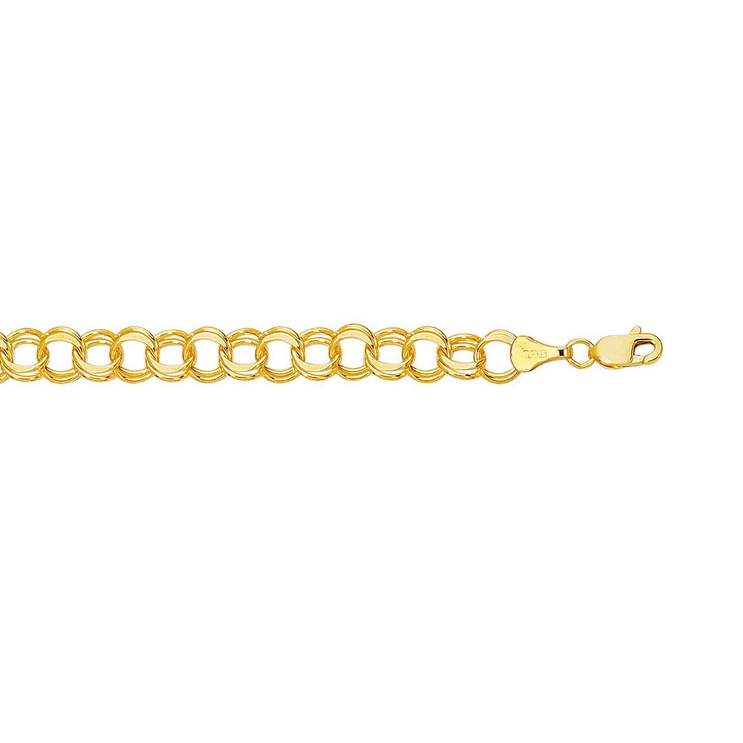 14k Yellow Gold Solid Double Link Charm Bracelet (7.00 mm)