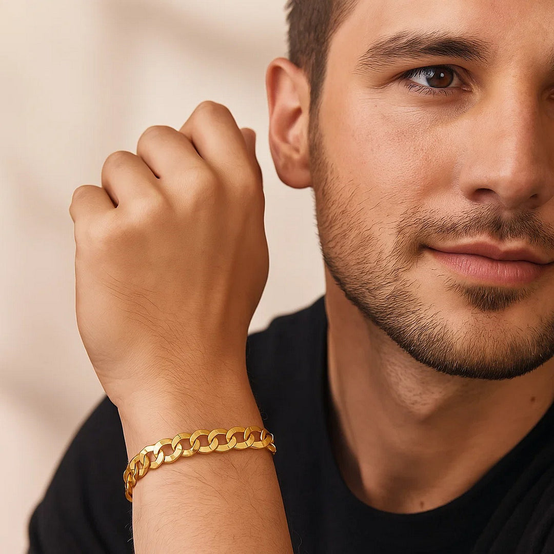 14k Yellow Gold Solid Curb Bracelet (10.00 mm)